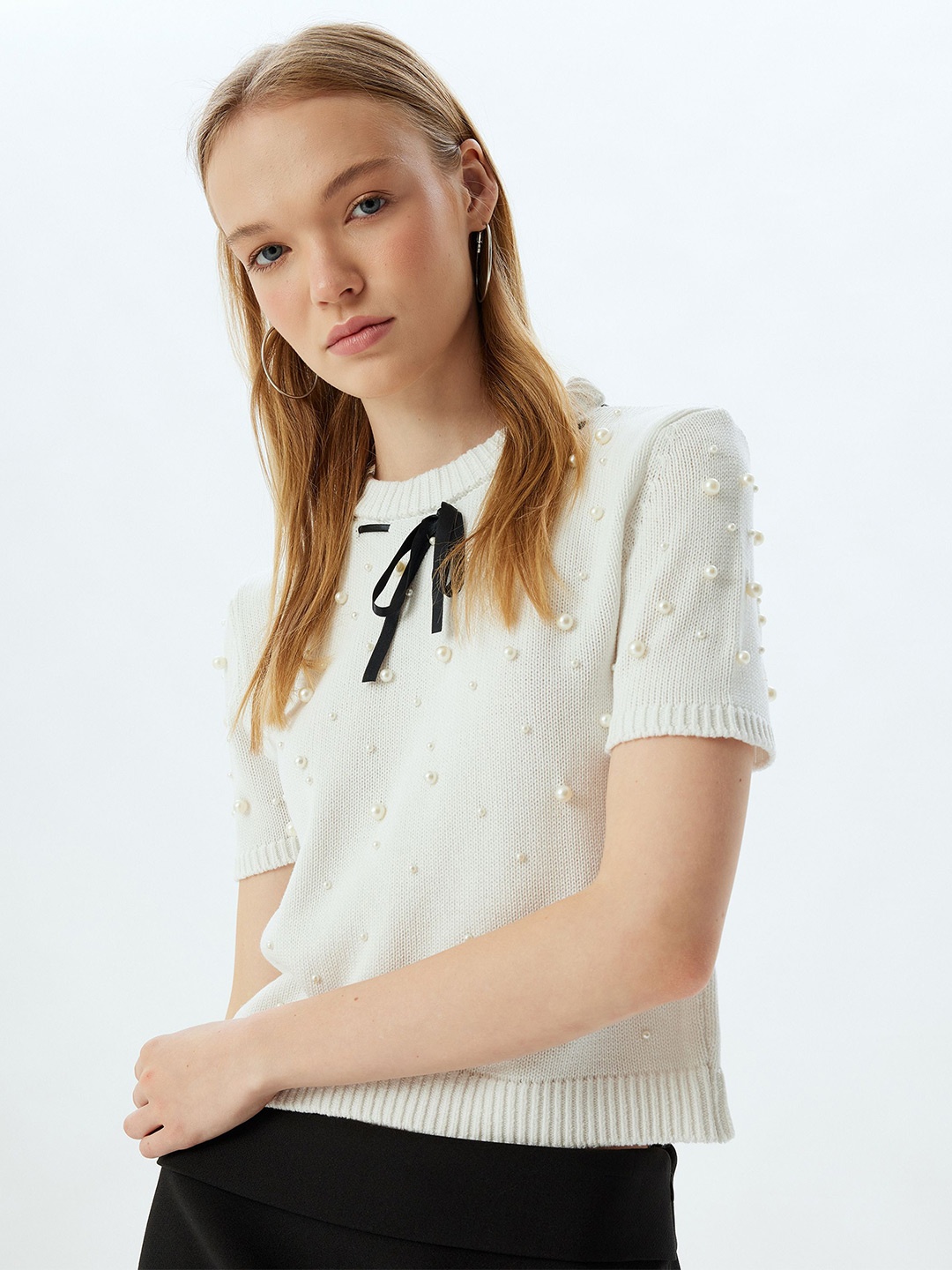 

Koton Women Cable Knit Pullover, White