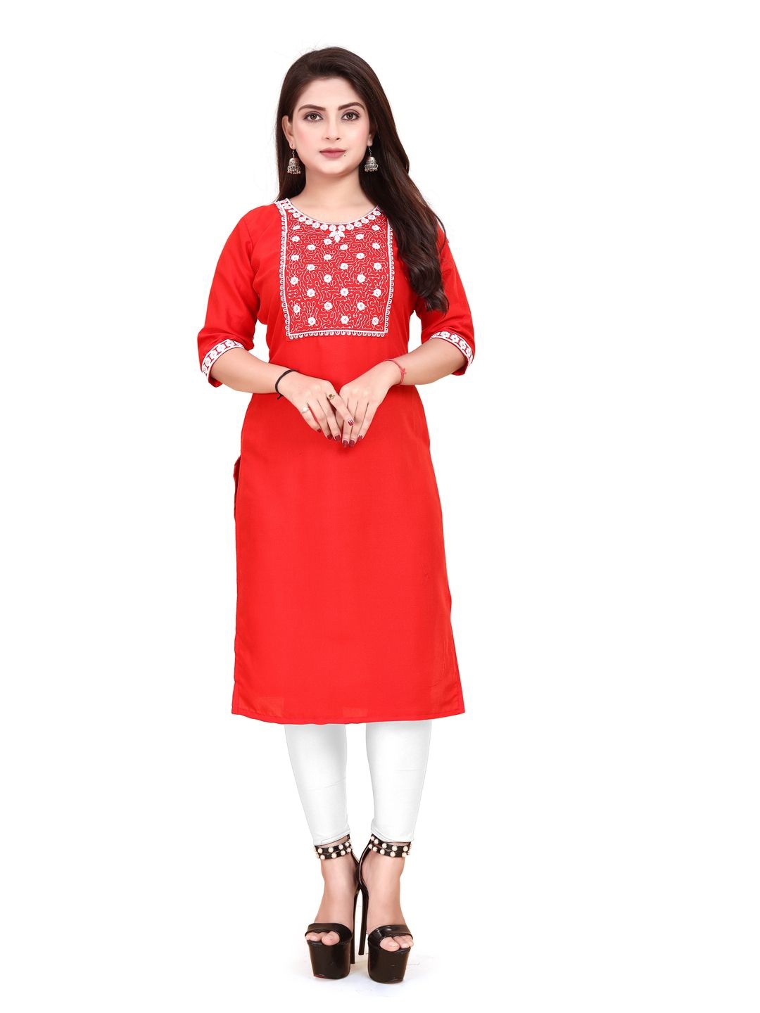 

AKK ENTERPRISE Women Yoke Design Straight Kurta, Red