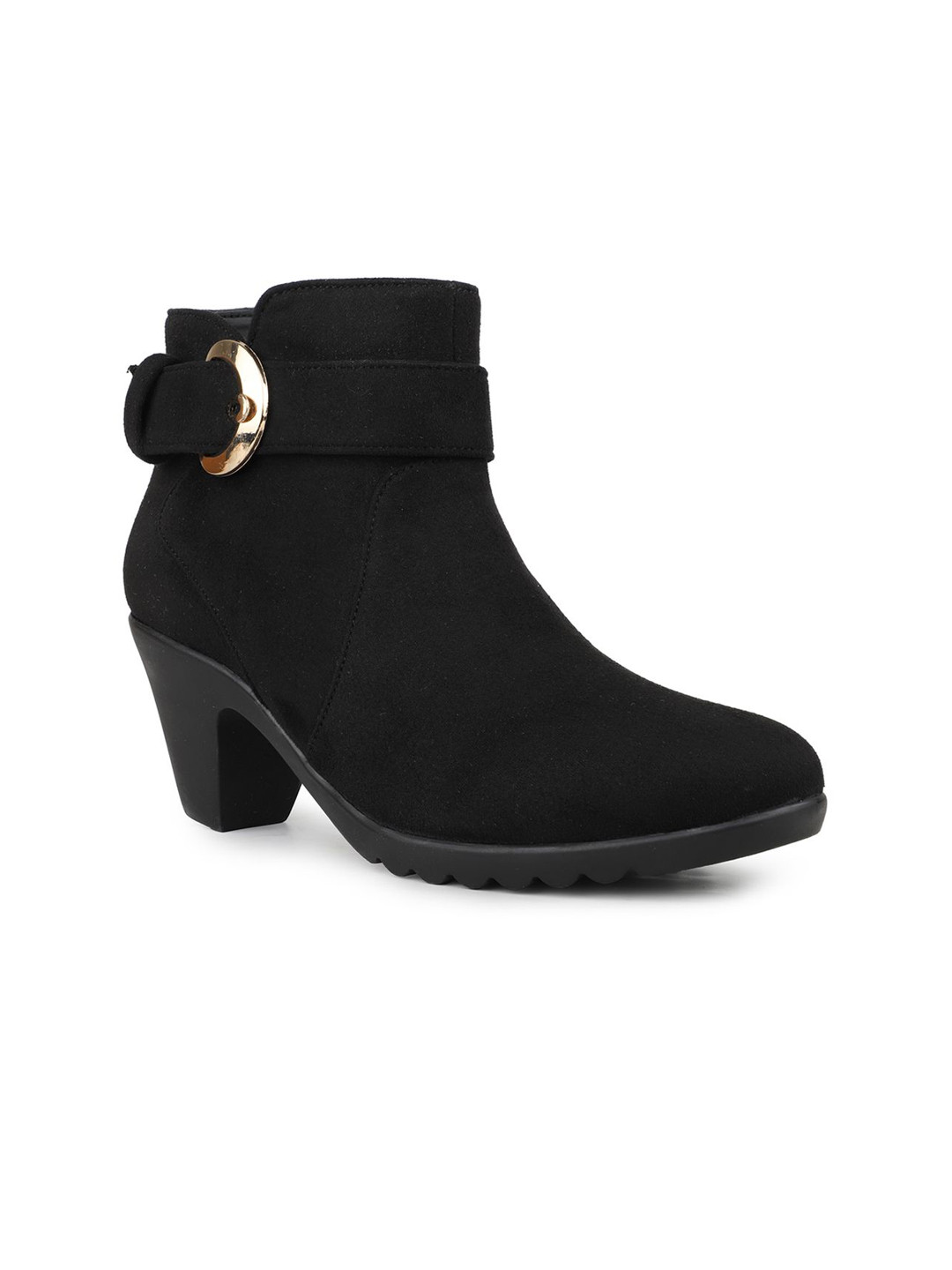 

Inc 5 Women Black Solid Round-Toe Ankle Boots