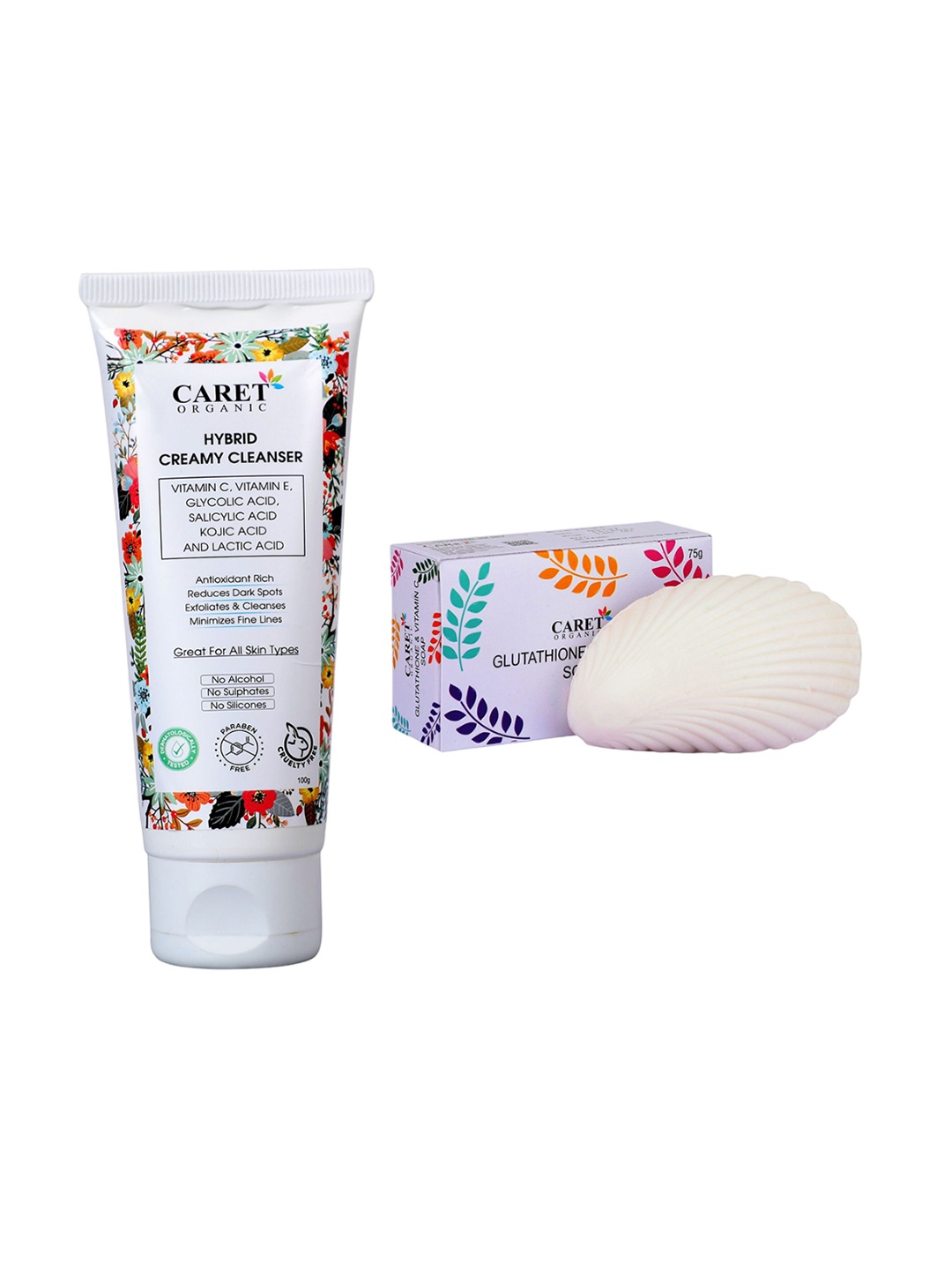 

CARET ORGANIC Hybrid Creamy Cleanser & Glutathione Soap, White