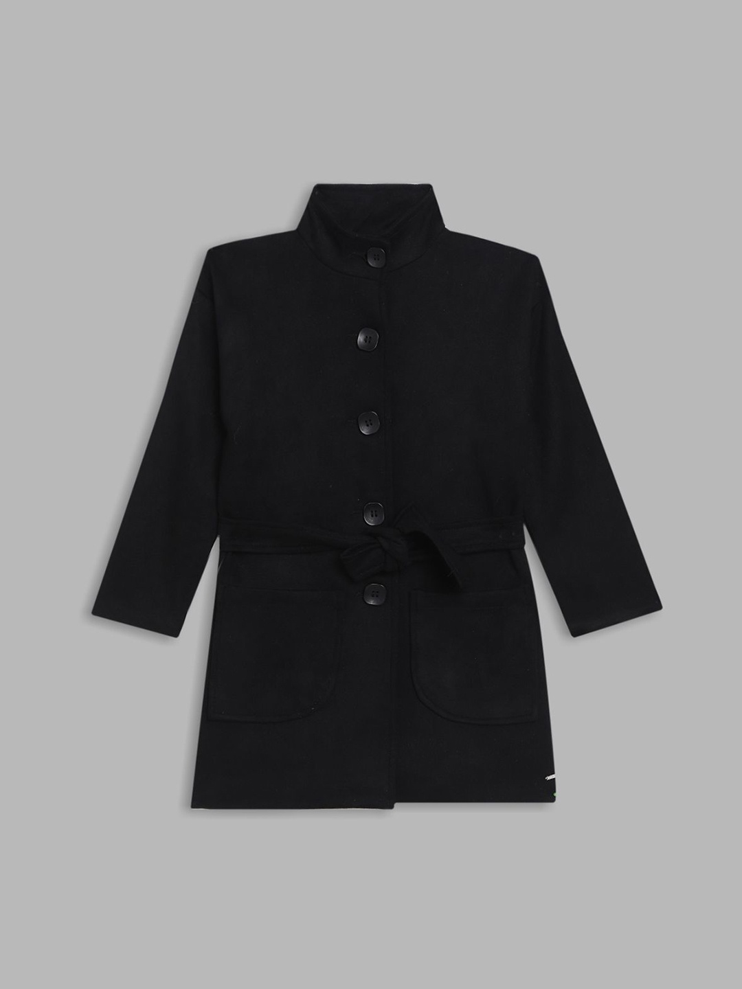 

Blue Giraffe Girls Single Breasted Longline Overcoat, Black