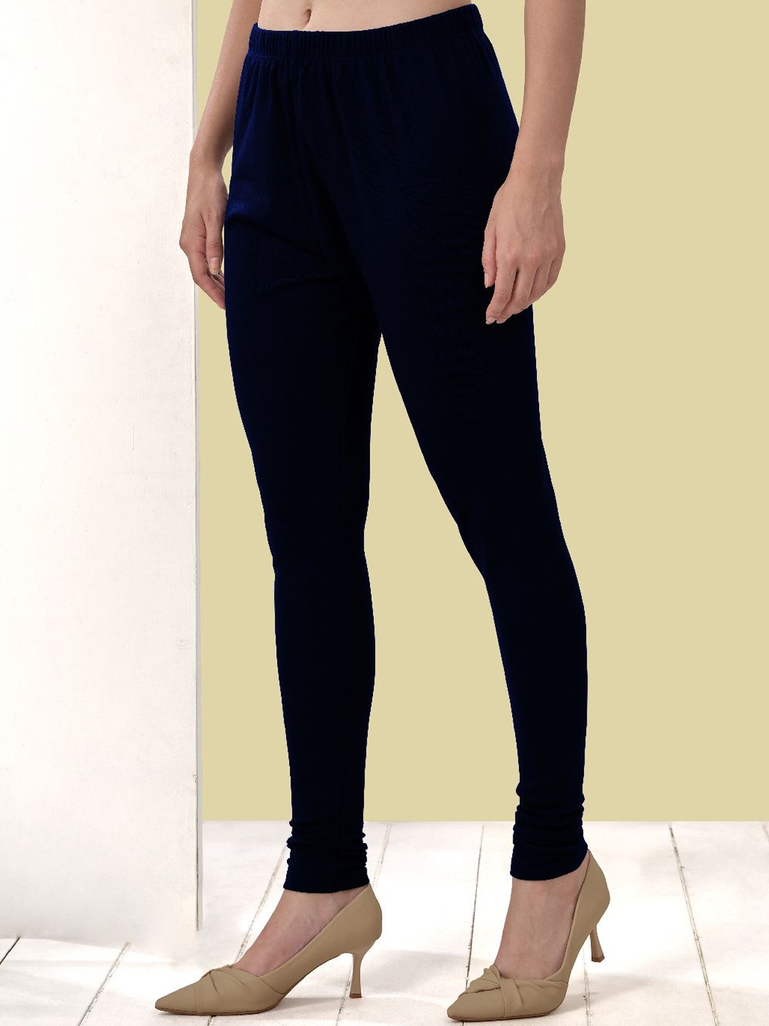 

LYRA Winter Fleece Lined Churidar Length Leggings, Navy blue