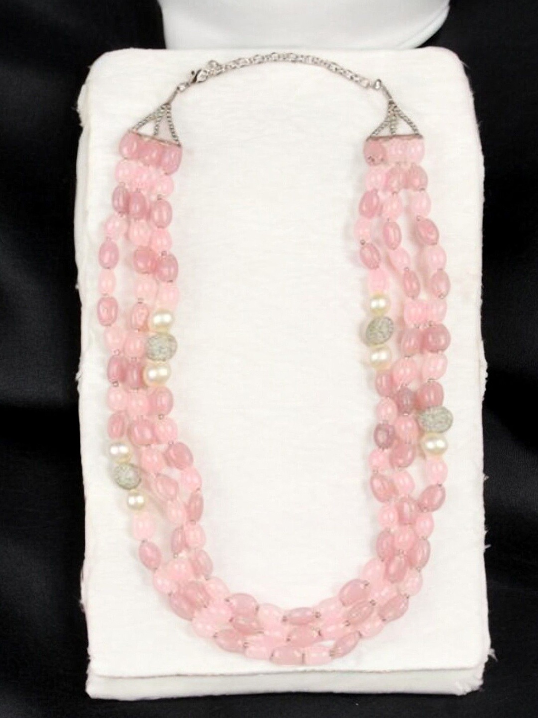 

The Pari Silver-Plated Contemporary Beaded Necklace, Pink