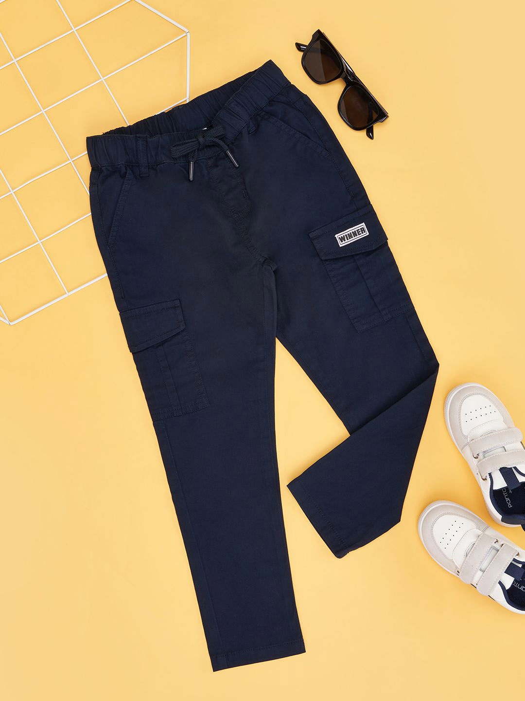 

Pantaloons Junior Boys Cargos Trousers, Navy blue