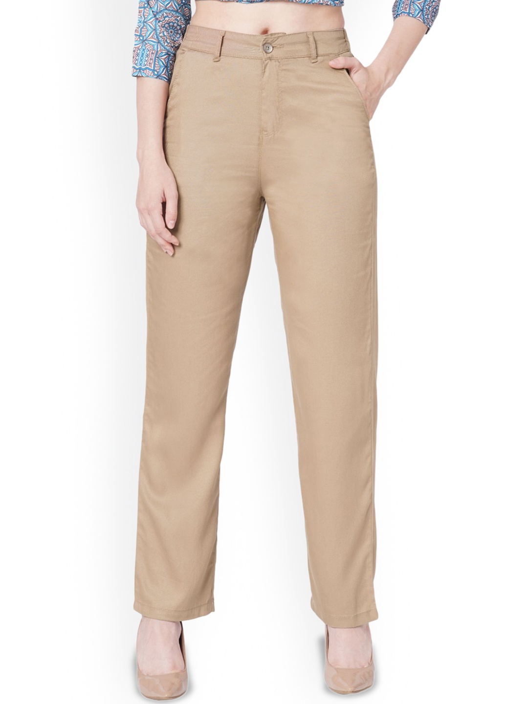 

Kraus Jeans Women Straight Fit High-Rise Jeans, Beige