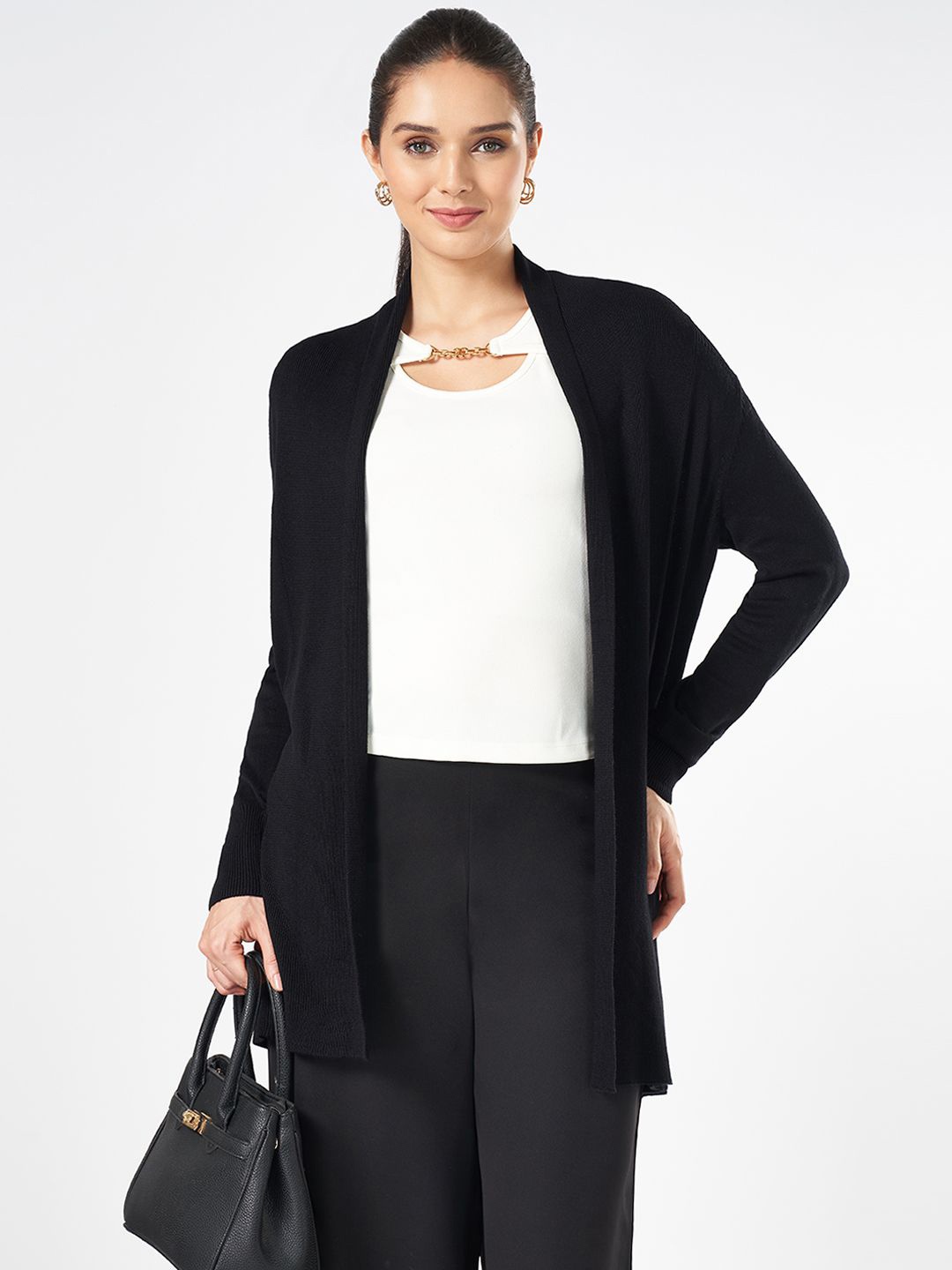 

Annabelle by Pantaloons Women Long Sleeves Cardigan, Black