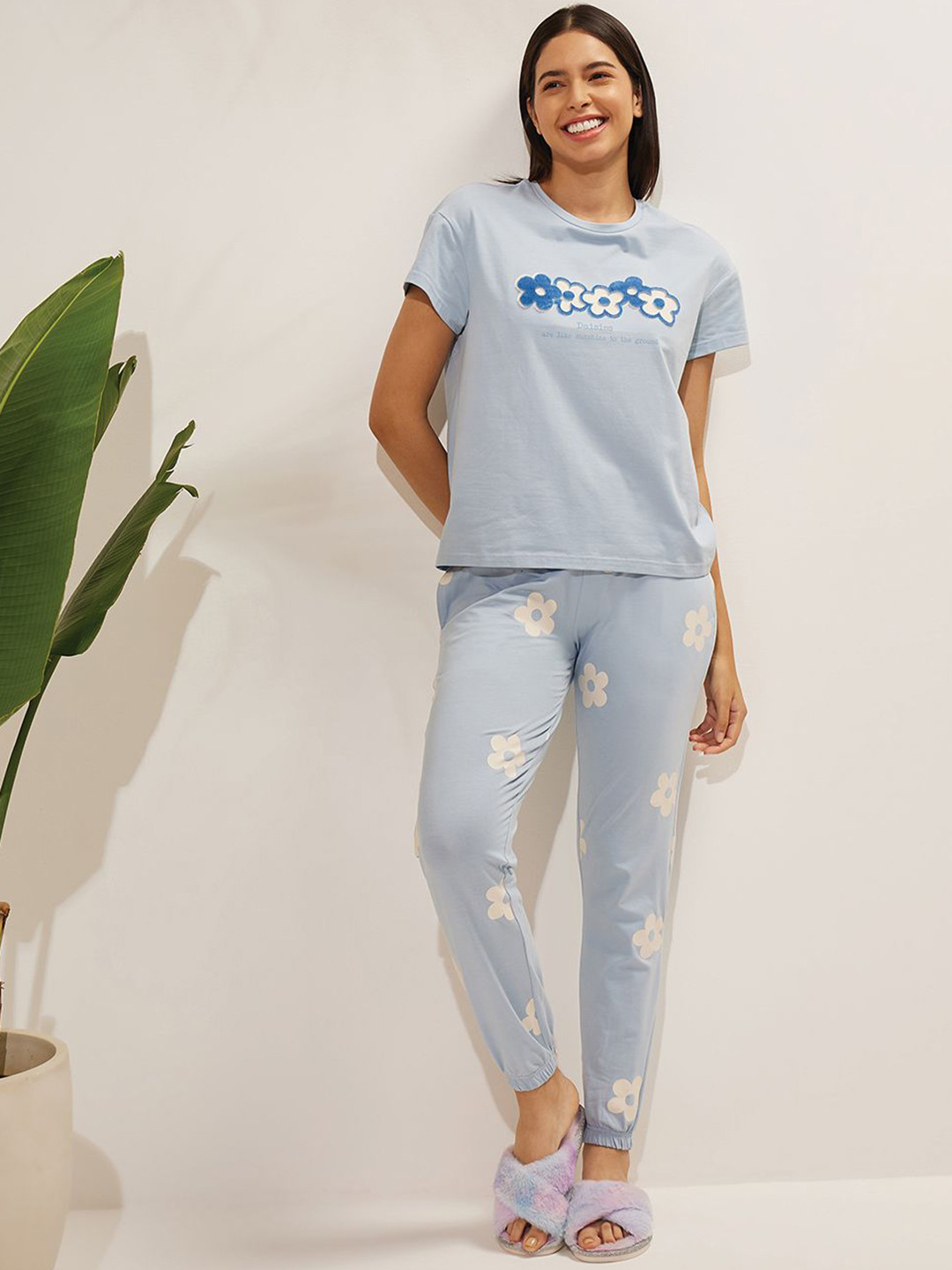 

Sweet Dreams Women Printed Night suit, Blue