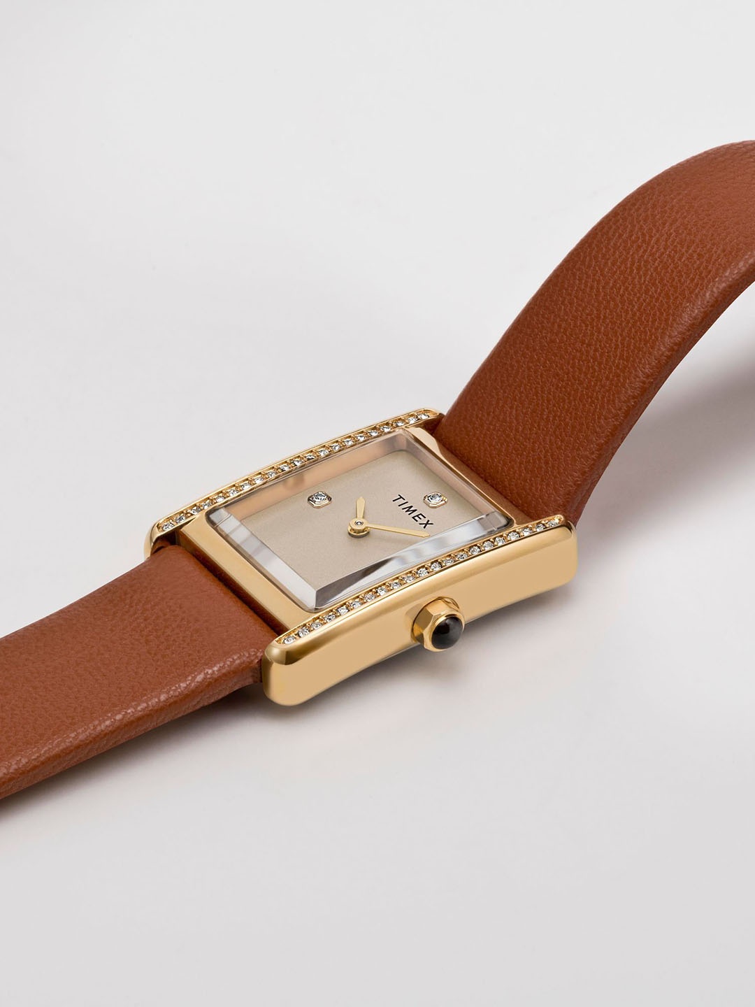 

Timex Women Brass Embellished Dial & Leather Straps Analogue Watch TW2W63900UJ, Gold
