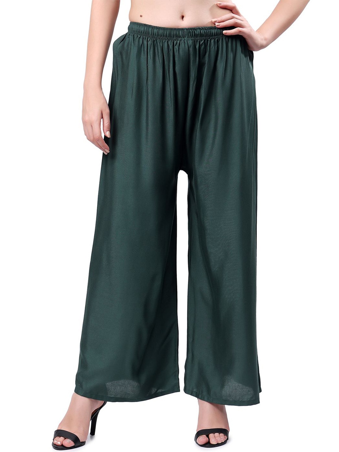 

Keviv Women Solid Slip-On Knitted Ethnic Palazzos, Green