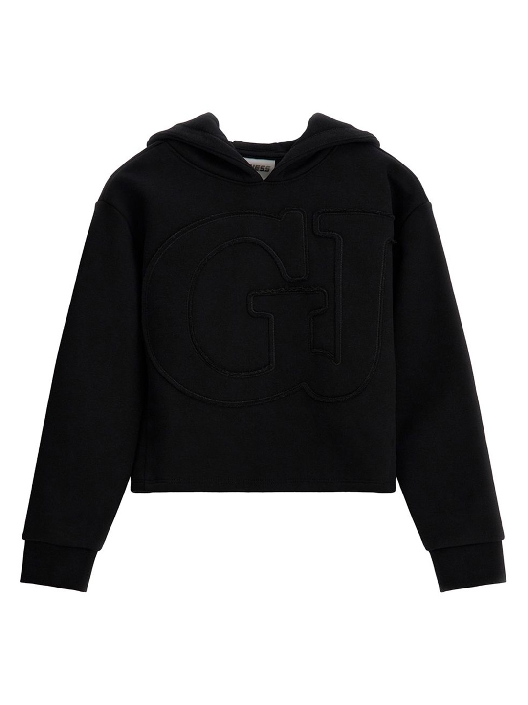 

GUESS kids Girls Typography Printed Hood Cotton Pullover Sweatshirt, Black