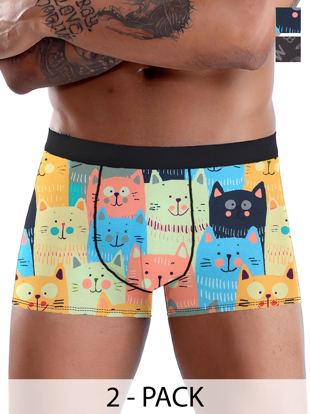 

DISPENSER Pack Of 2 Men Printed Trunk, Black