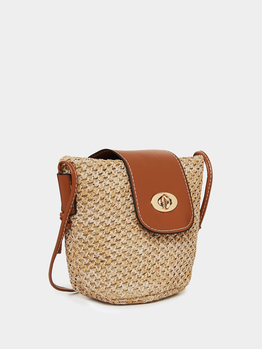 

Styli Brown Textured Swagger Shoulder Bag