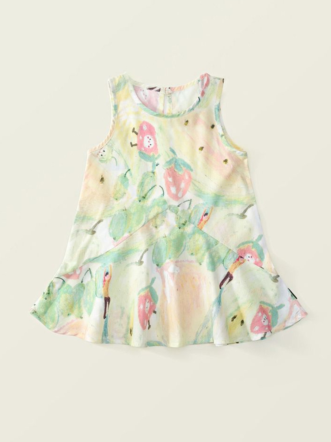 

LULU & SKY Girls Pure cotton Abstract Print A-Line Dress, Yellow