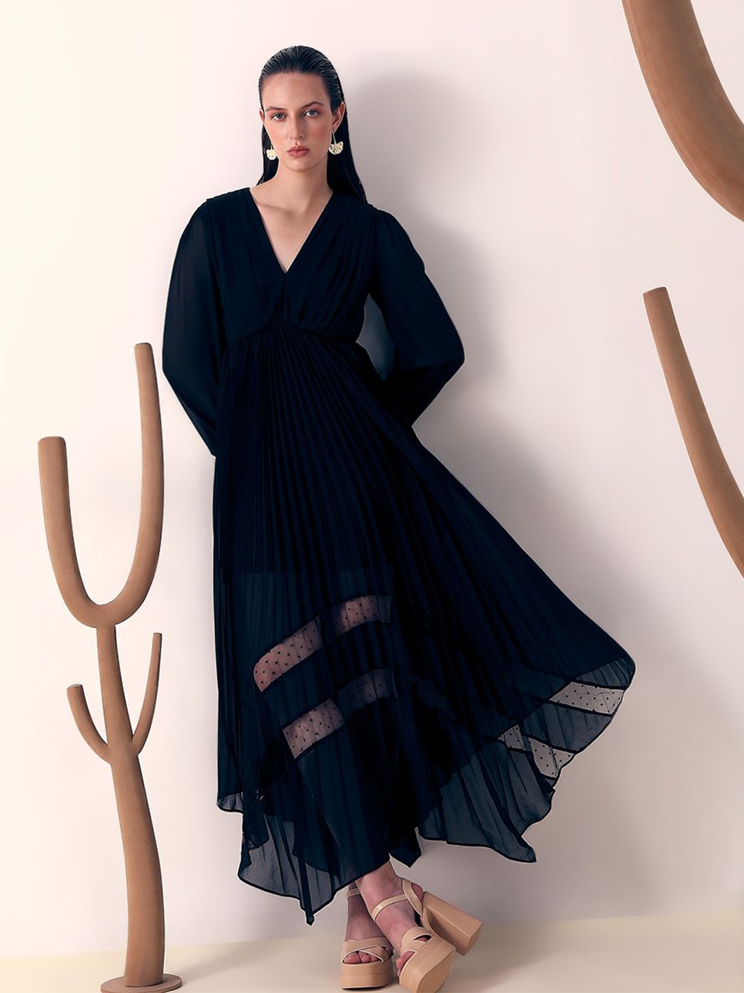 

Vero Moda V-Neck Puff Sleeve Fit & Flare Maxi Dress, Black