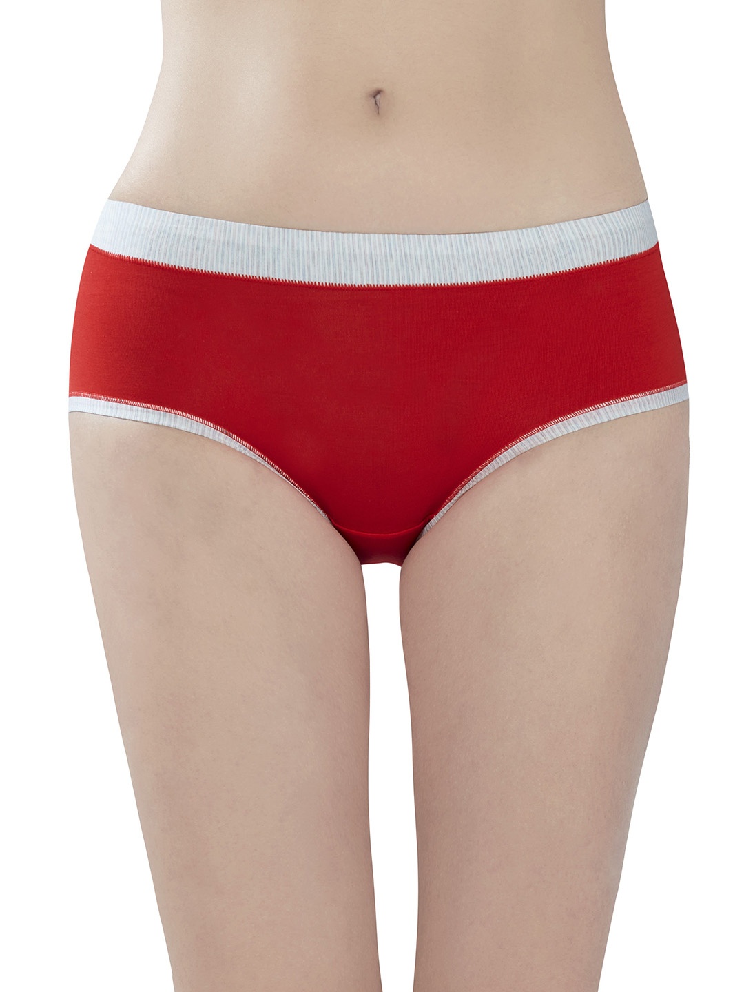 

PLUMBURY Women Solid Cotton Hipster Briefs, Red