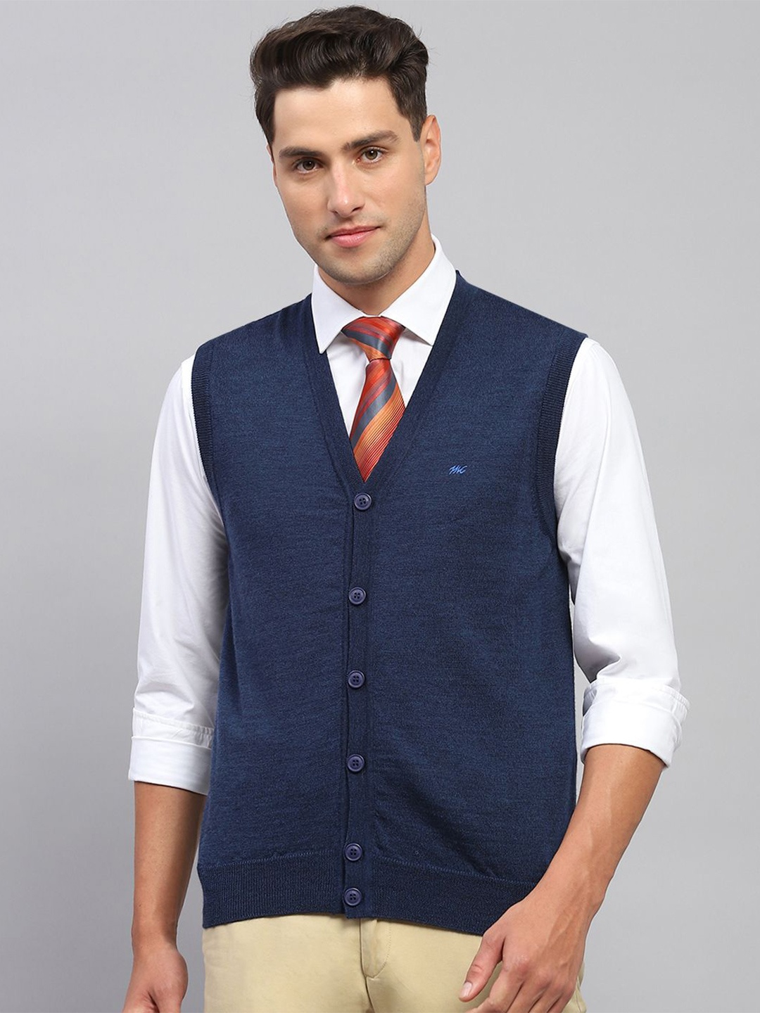 

Monte Carlo Men Woollen Cardigan, Navy blue