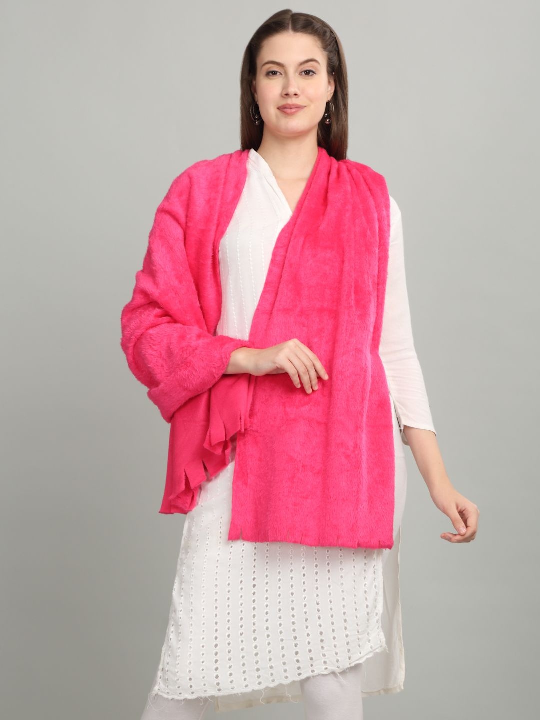 

J Style Women Solid Stole, Pink