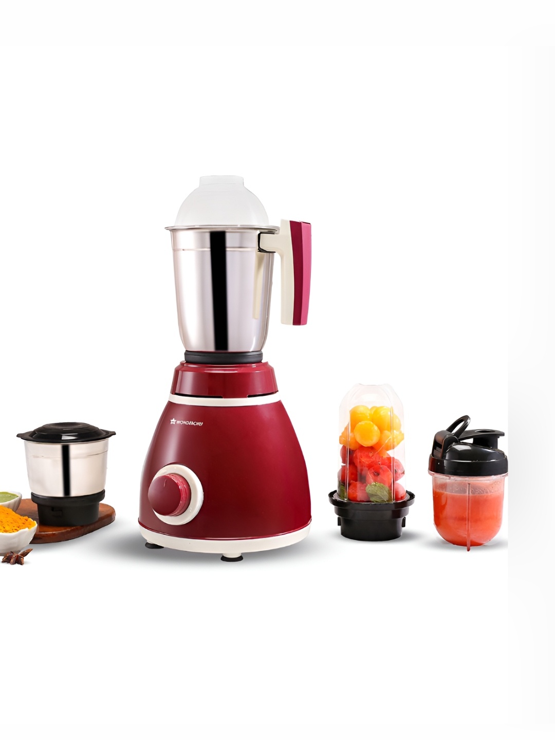 

Wonderchef Maroon Plastic Wet And Dry Grinder With Juicer Juicer Mixer Grinder