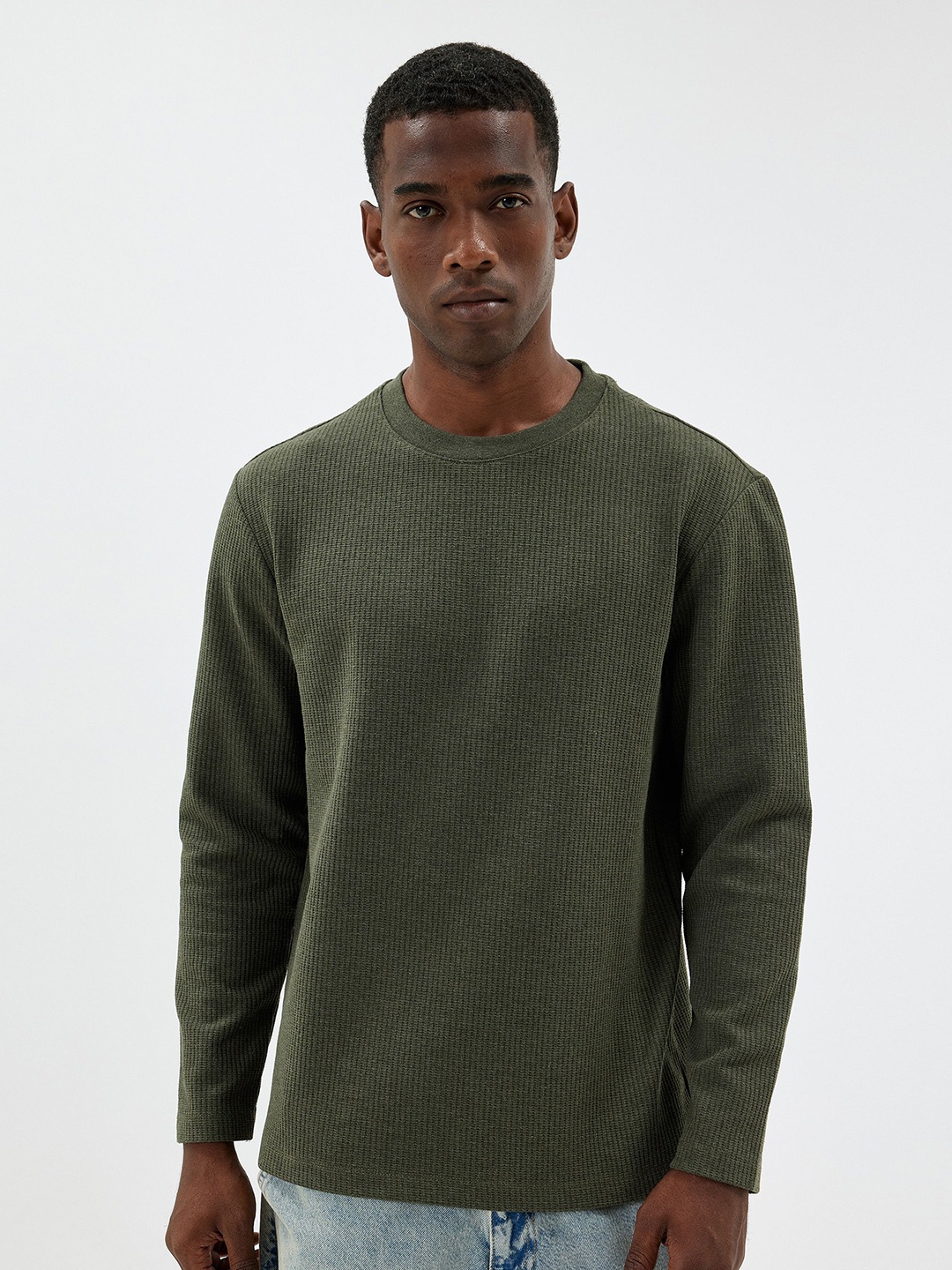 

Koton Men Self Design Long Sleeves Pullover, Olive