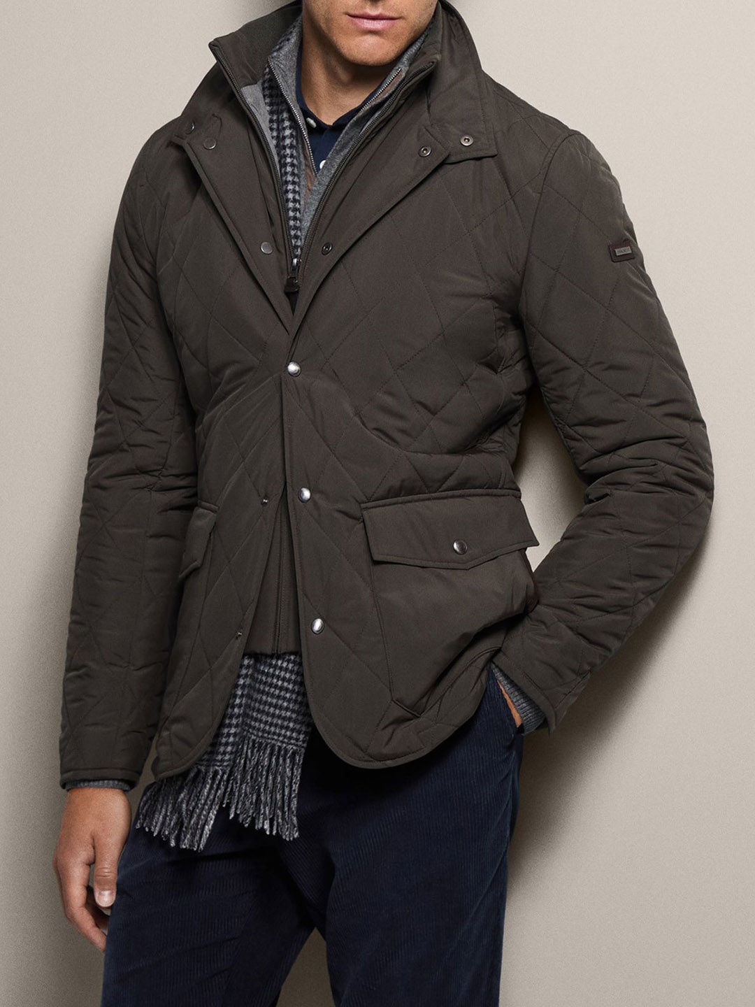 

HACKETT LONDON Men Quilted Jacket, Green