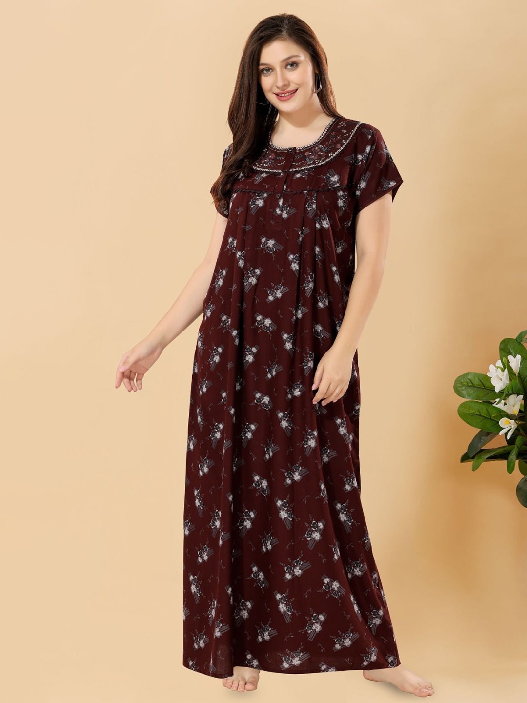 

Soulemo Printed Maxi Nightdress, Brown