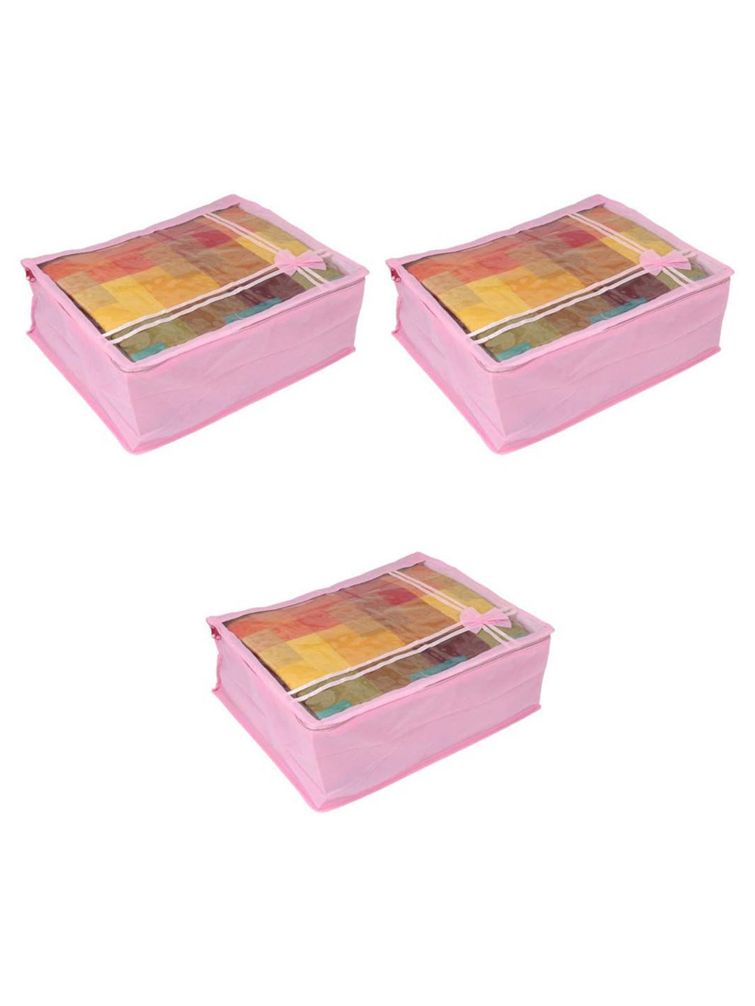 

prettykrafts Pink & Transparent 3 Pieces Multi Utility Storage Organisers