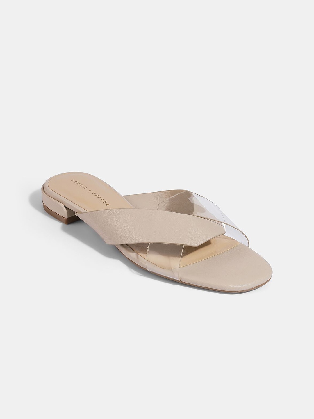 

LEMON & PEPPER Women Open Toe Slip-On Casual Flats, Cream