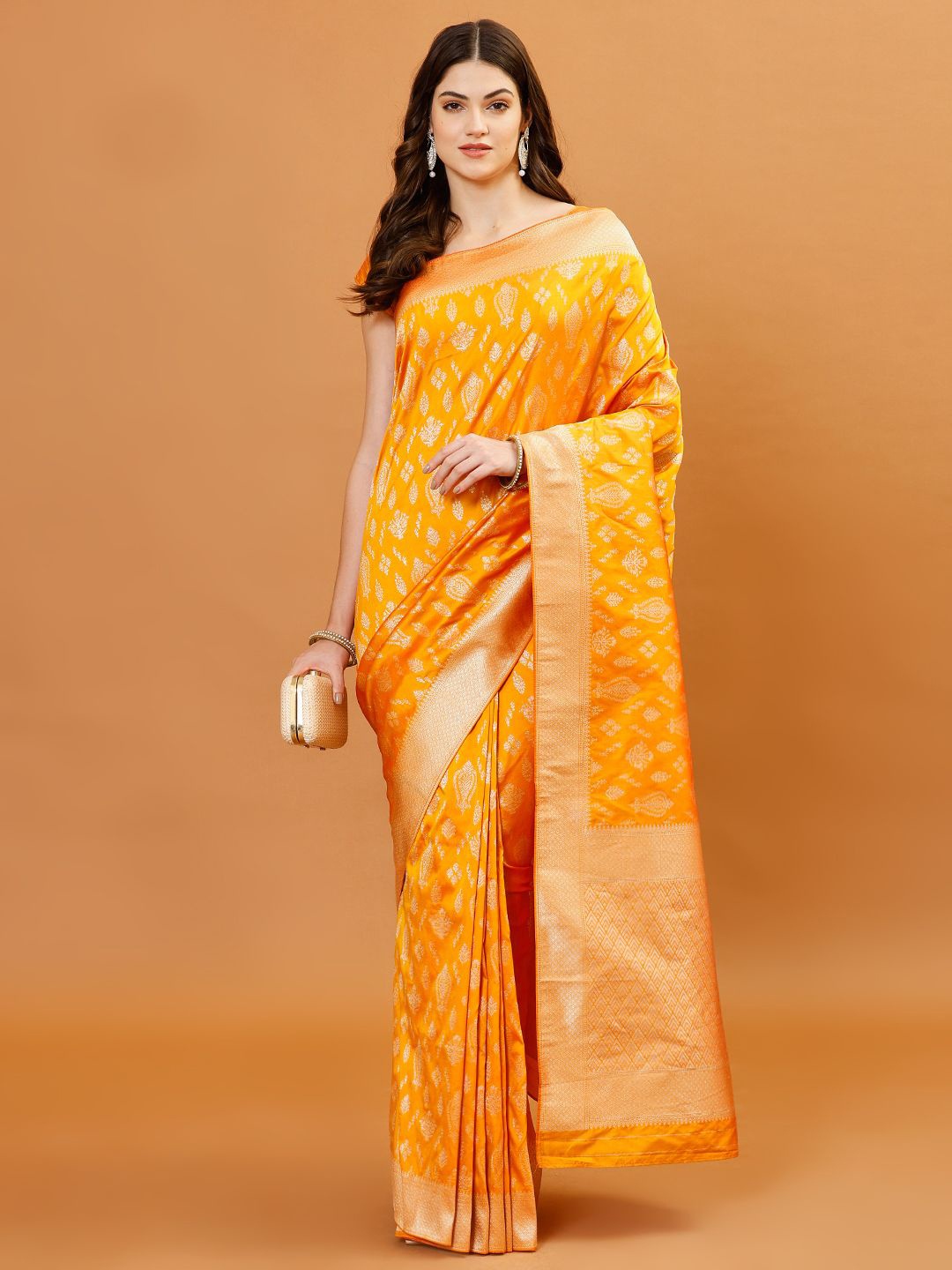 

Meena Bazaar Woven Design Zari Banarasi Saree, Yellow