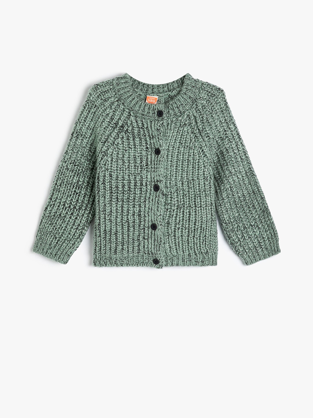 

Koton Boys Round Neck Cable Knit Cardigan, Green