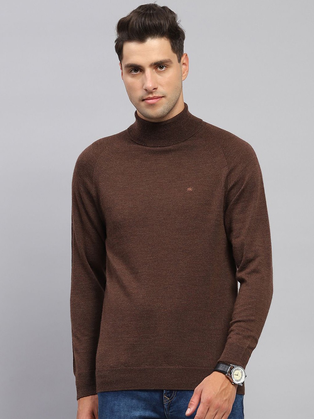 

Monte Carlo Men Turtle Neck Woollen Pullover, Brown