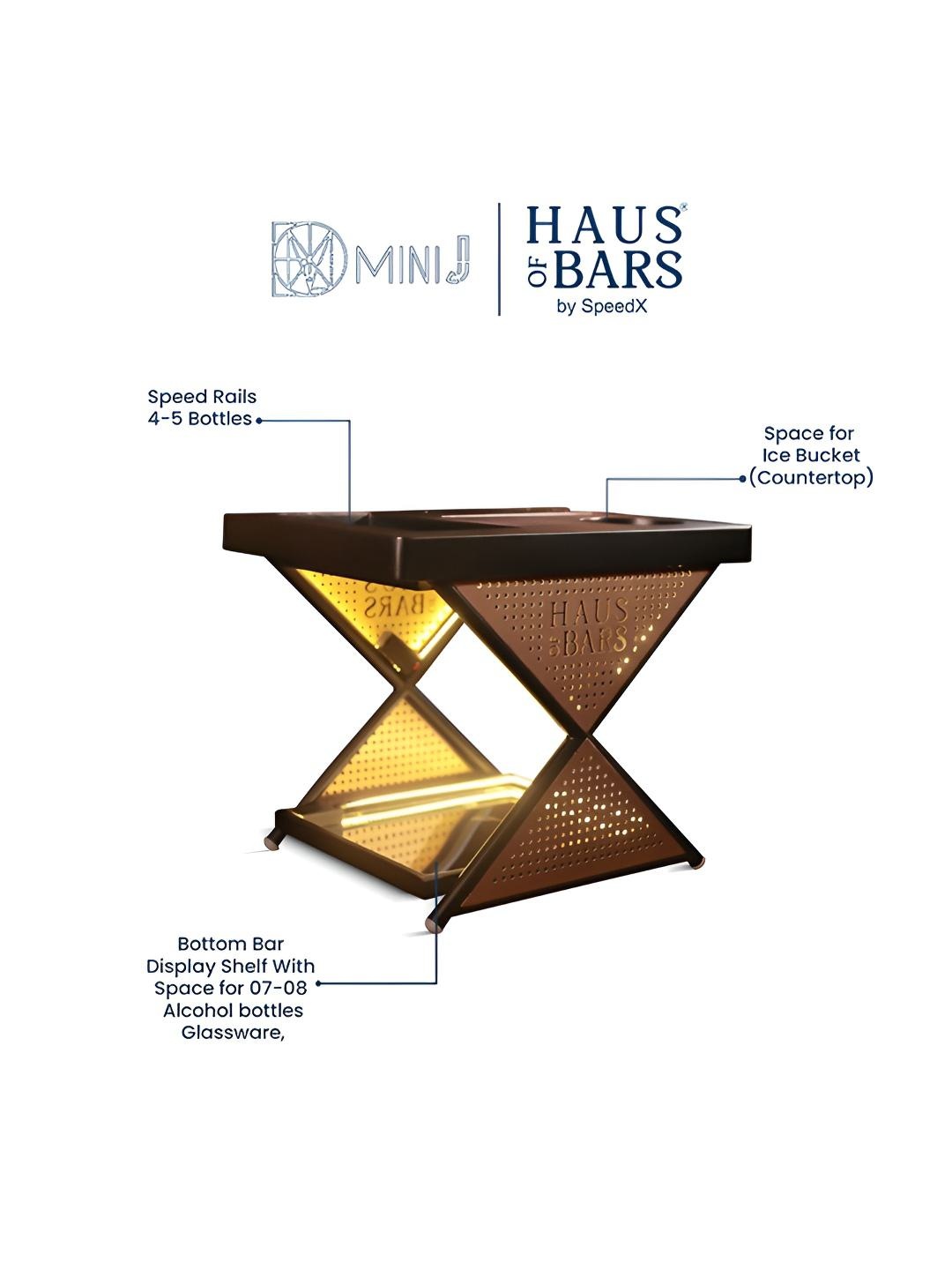 

Haus of Bars Brown & Beige Mini Home Bar Table & Cabinet with Compact and Foldable Design