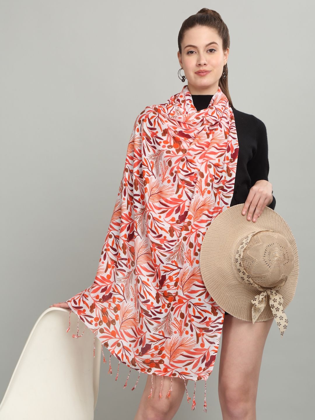 

J Style Women Printed Stole, Red