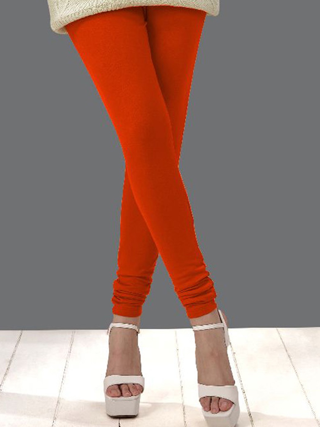 

LYRA Winter Fleece Lined Churidar Length Leggings, Orange