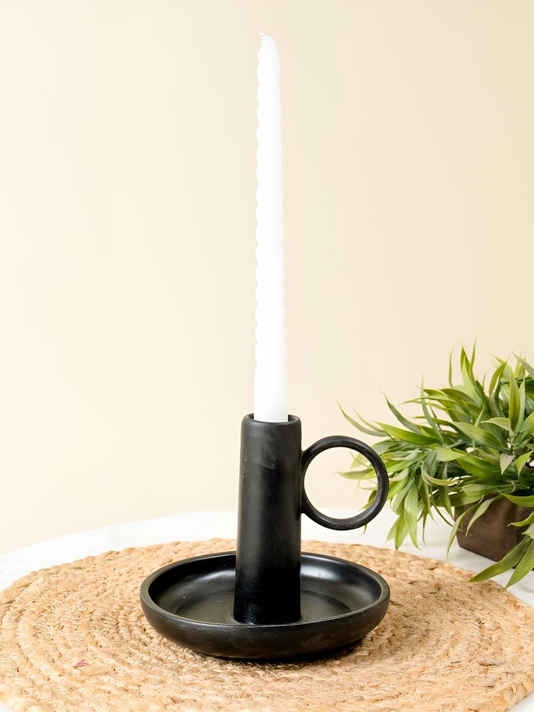 

ArteCasa Black Ceramic Candle Holder