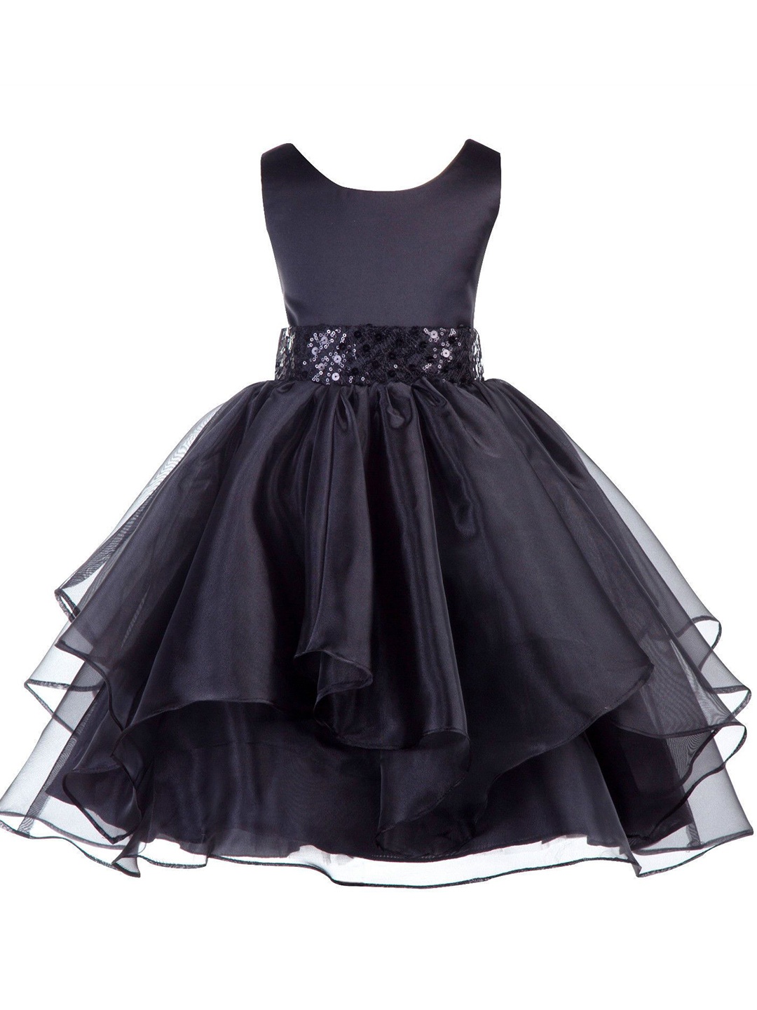 

Wish little Girls Solid Fit and Flare Maxi Dress, Black