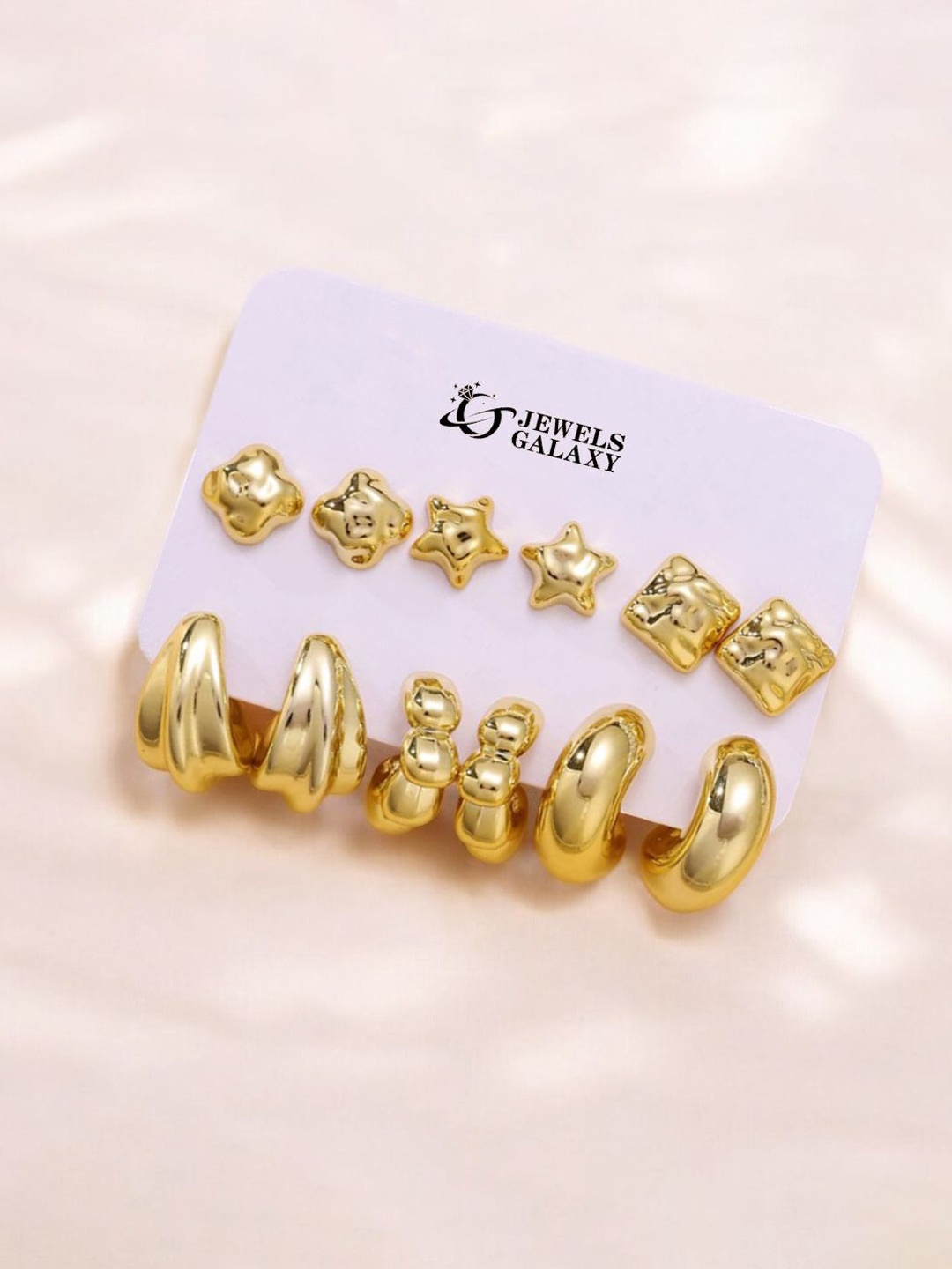 

Jewels Galaxy Set Of 6 Gold Plated Contemporary Hoop Earrings