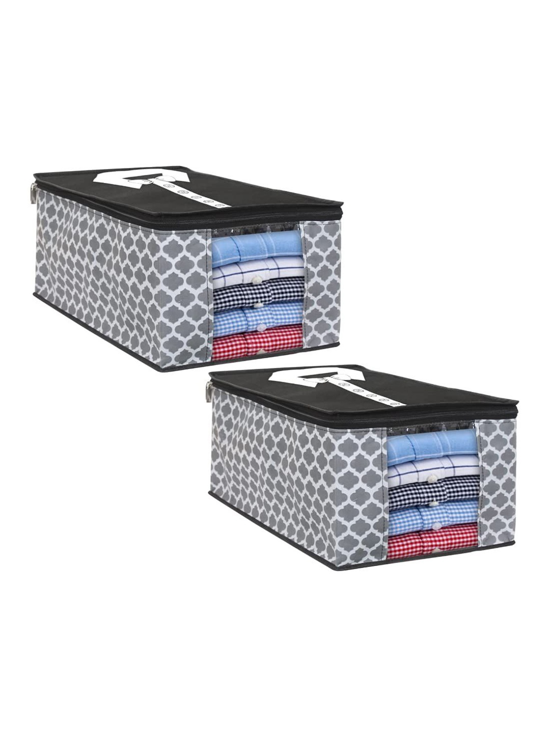 

prettykrafts Grey & Black 2 Pieces Printed Multi-Utility Organisers