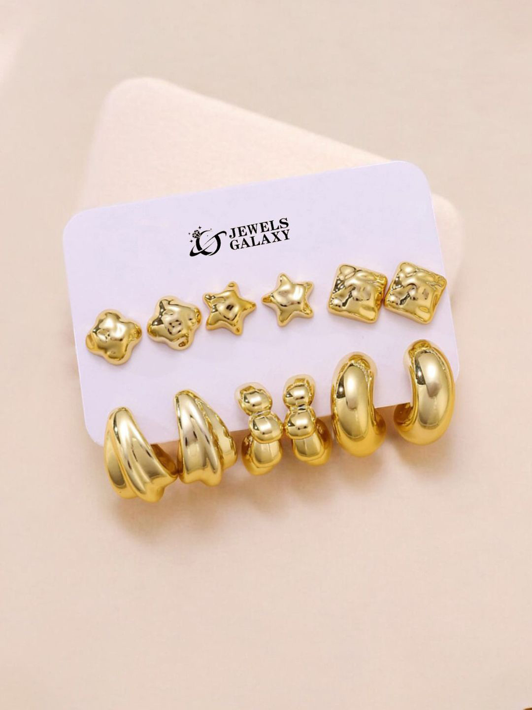 

Jewels Galaxy Set Of 6 Gold-Plated Contemporary Half Hoop Earrings