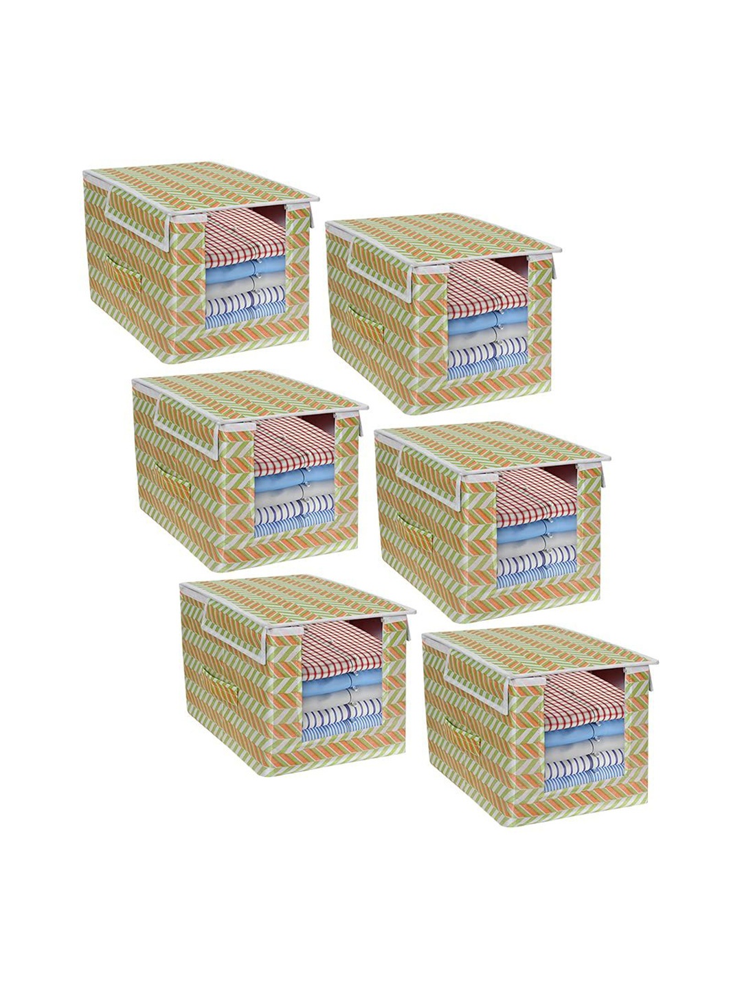 

prettykrafts Green & Peach 6 Pieces Printed Drawer Organisers
