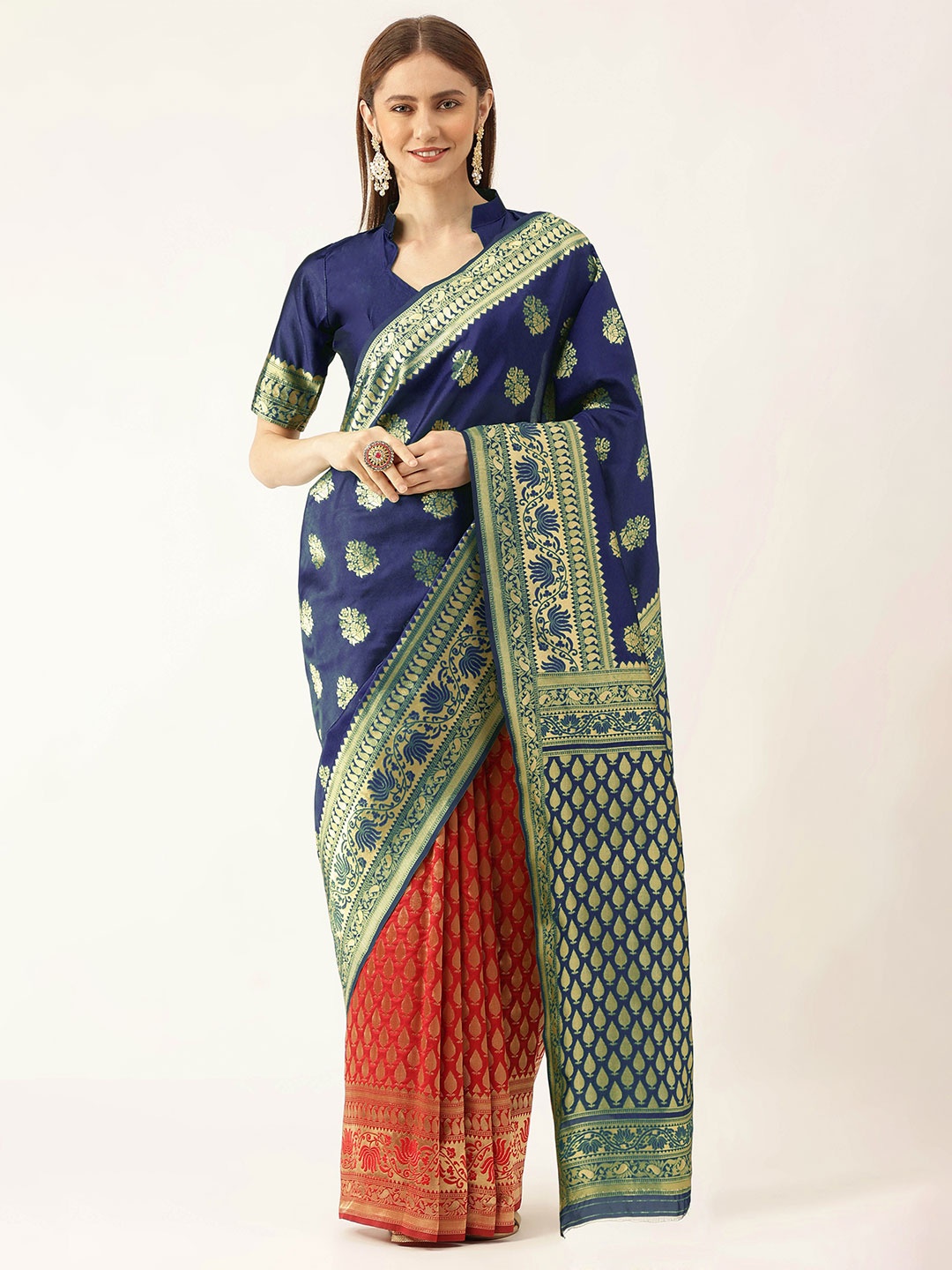 

Maroosh Woven Design Zari Saree, Blue