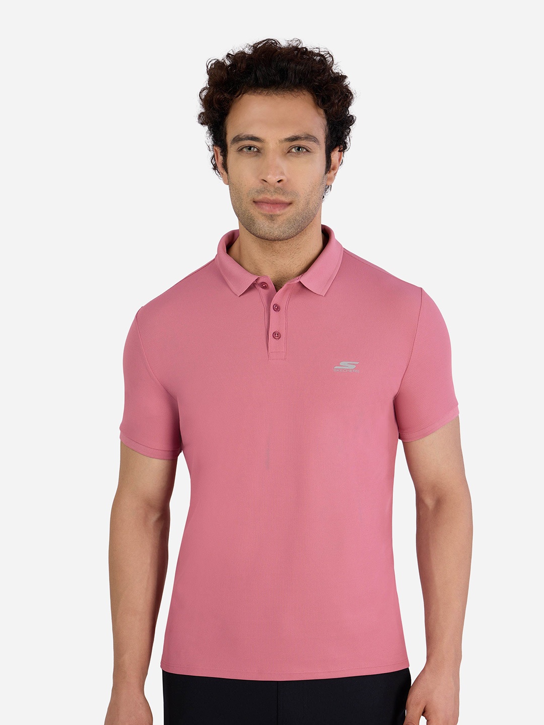 

Skechers Men Solid Polo Collar T-shirt, Coral