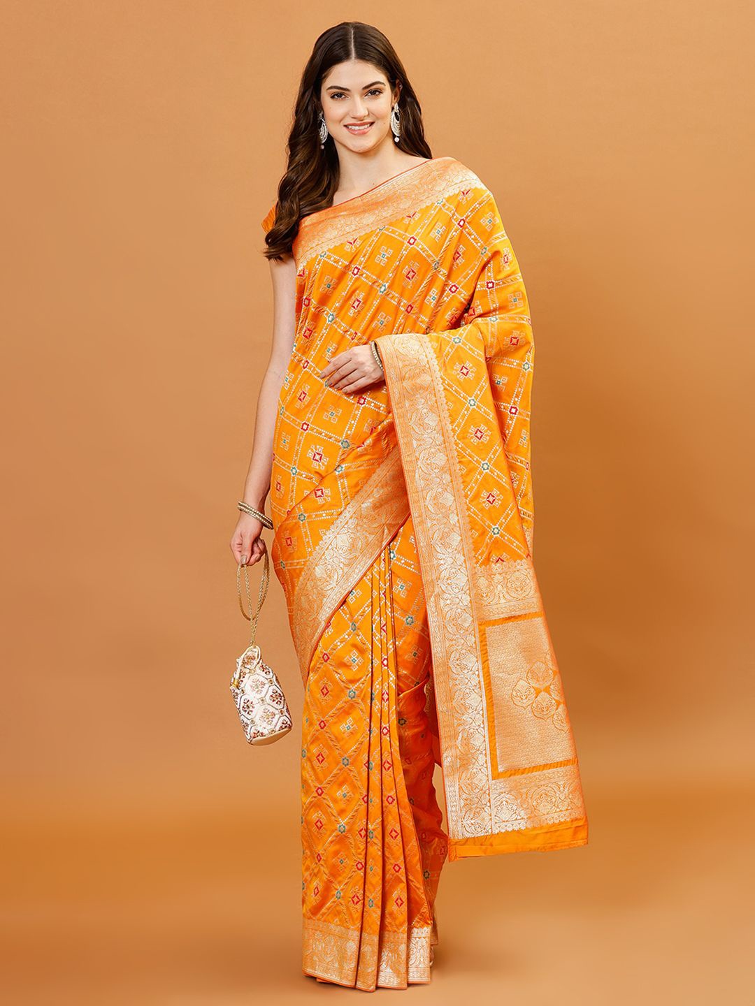 

Meena Bazaar Woven Design Zari Banarasi Saree, Yellow