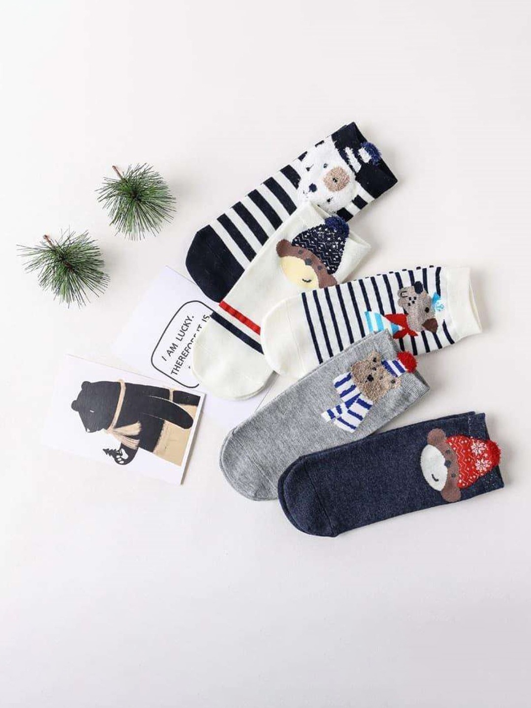 

Infispace Women Pack Of 5 Striped Cotton Ankle-Length Socks, Black