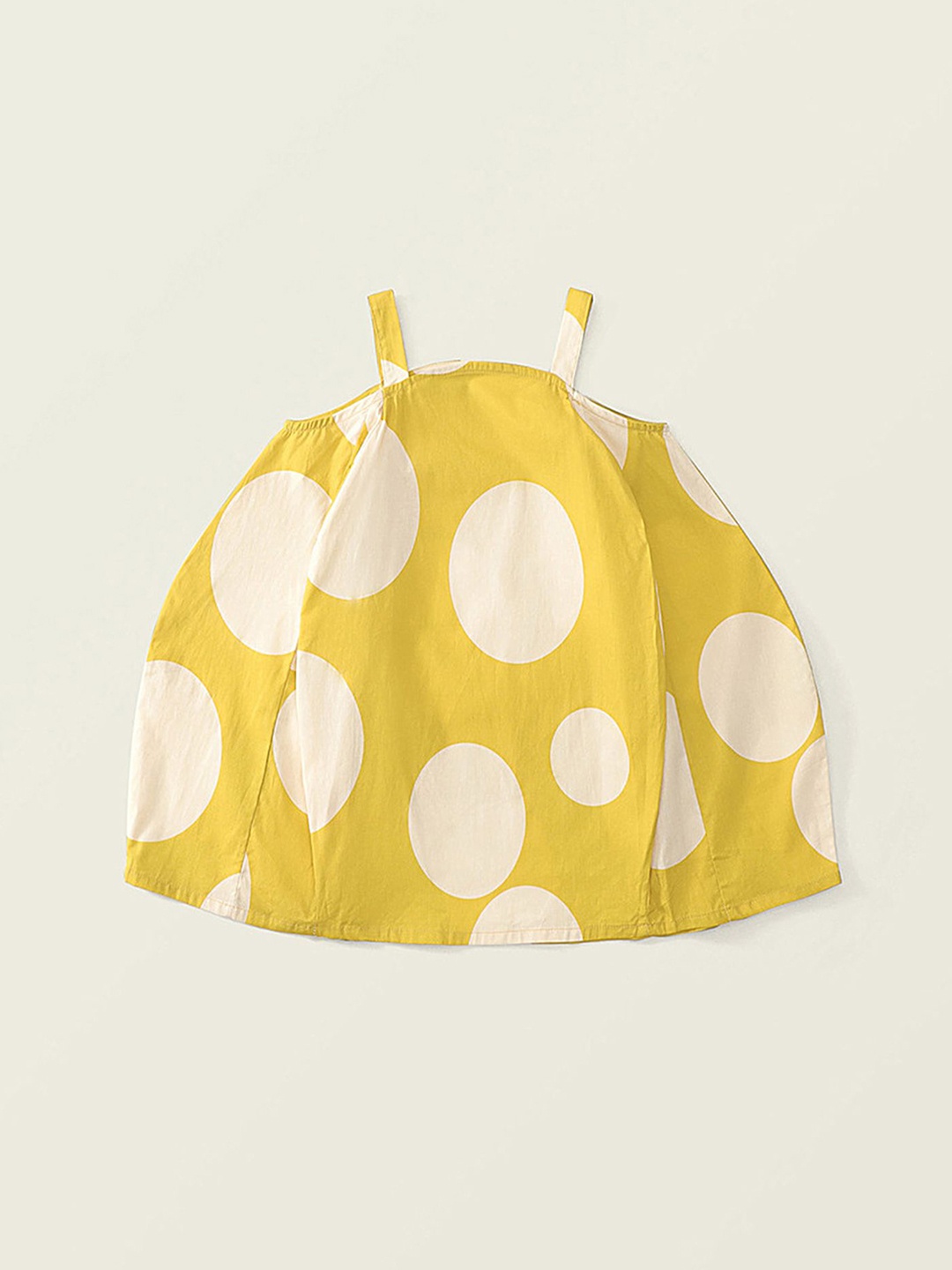 

LULU & SKY Girls Polka Dot Printed Pure Cotton A-Line Dress, Yellow