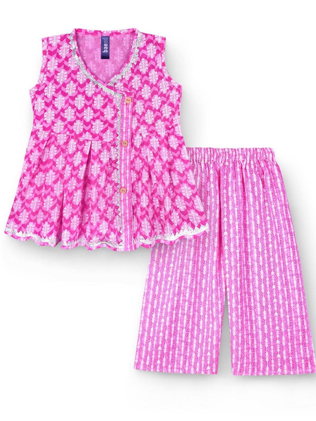 

BAESD Girls Printed Tunic with Trousers, Pink