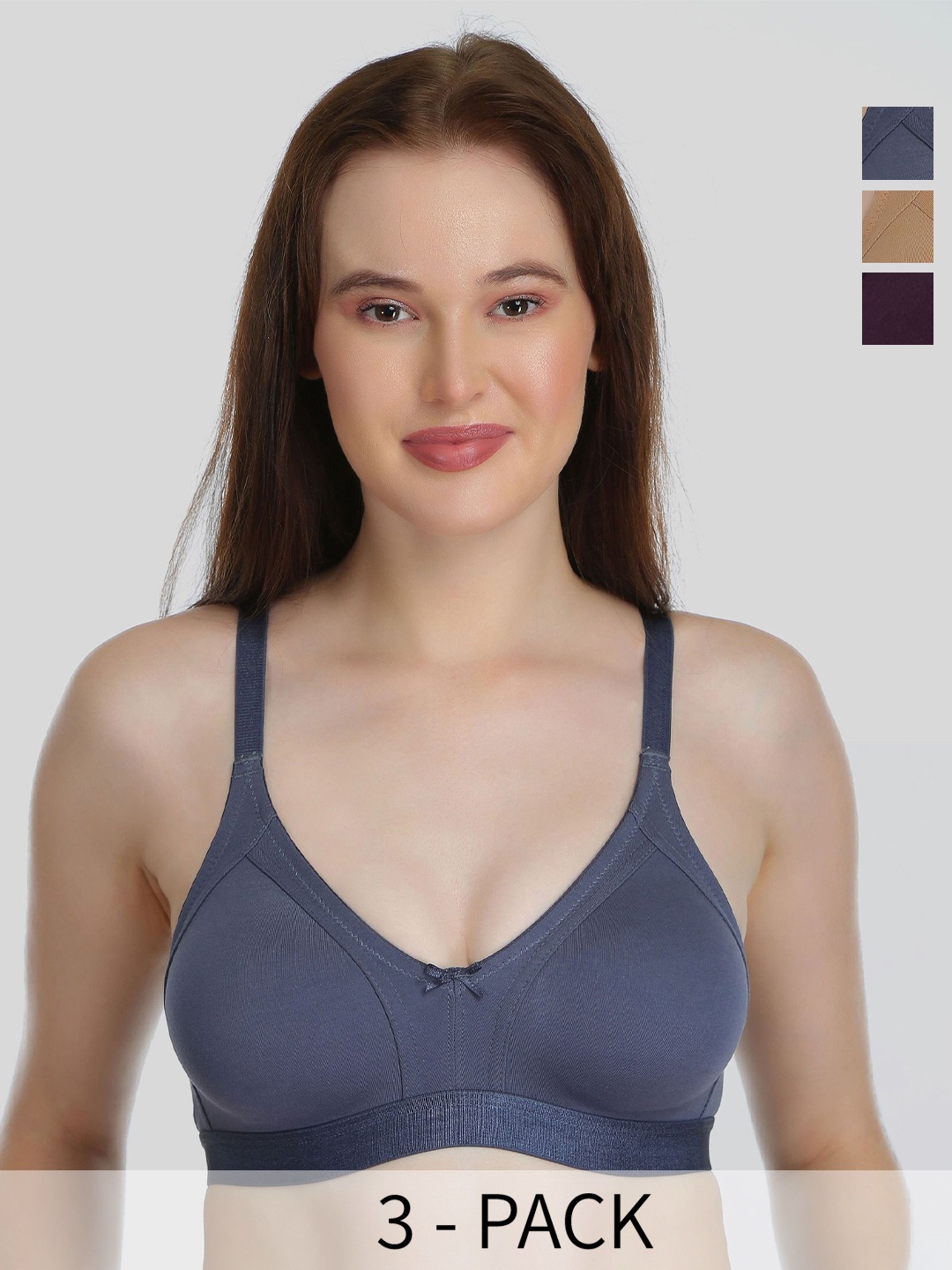

DressBerry Women Non Padded Full Coverage T-shirt Bra, Navy blue
