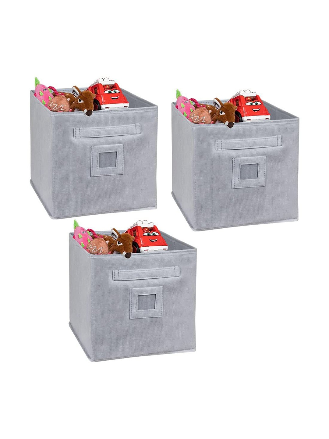 

prettykrafts Grey 3 Pieces Collapsible Multi Utility Organisers With Handles
