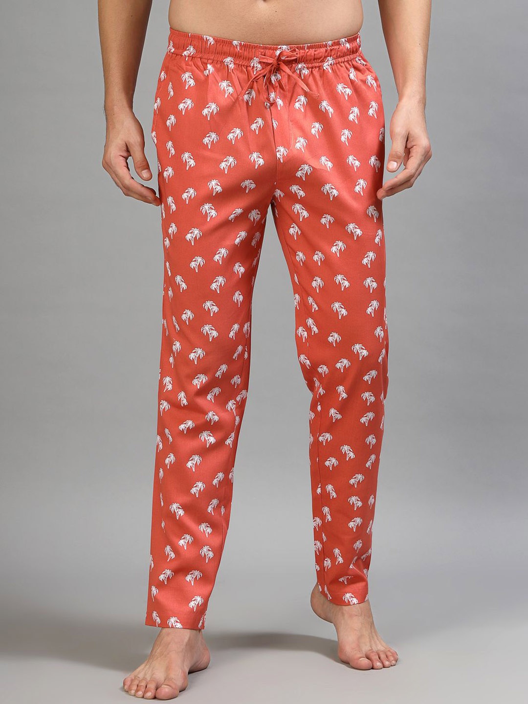 

ETC Men Printed Cotton Lounge Pants, Rust