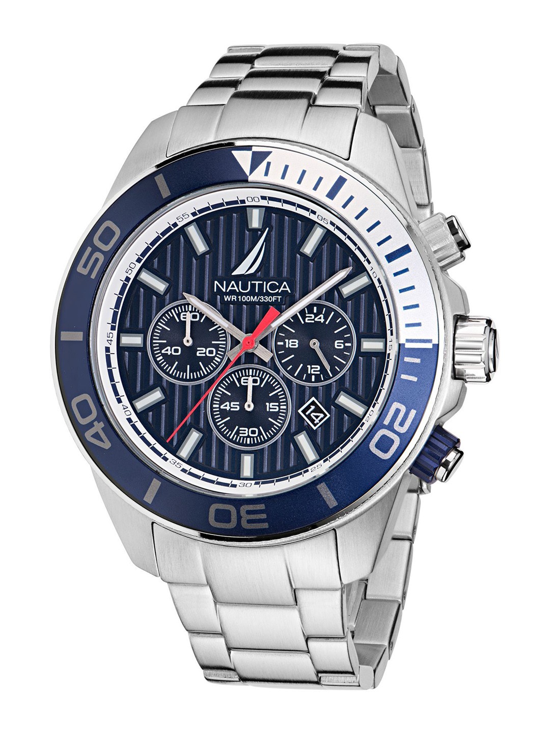 

Nautica ONE Men Patterned Dial & Stainless Steel Straps Analogue Watch NAPNOF303, Blue