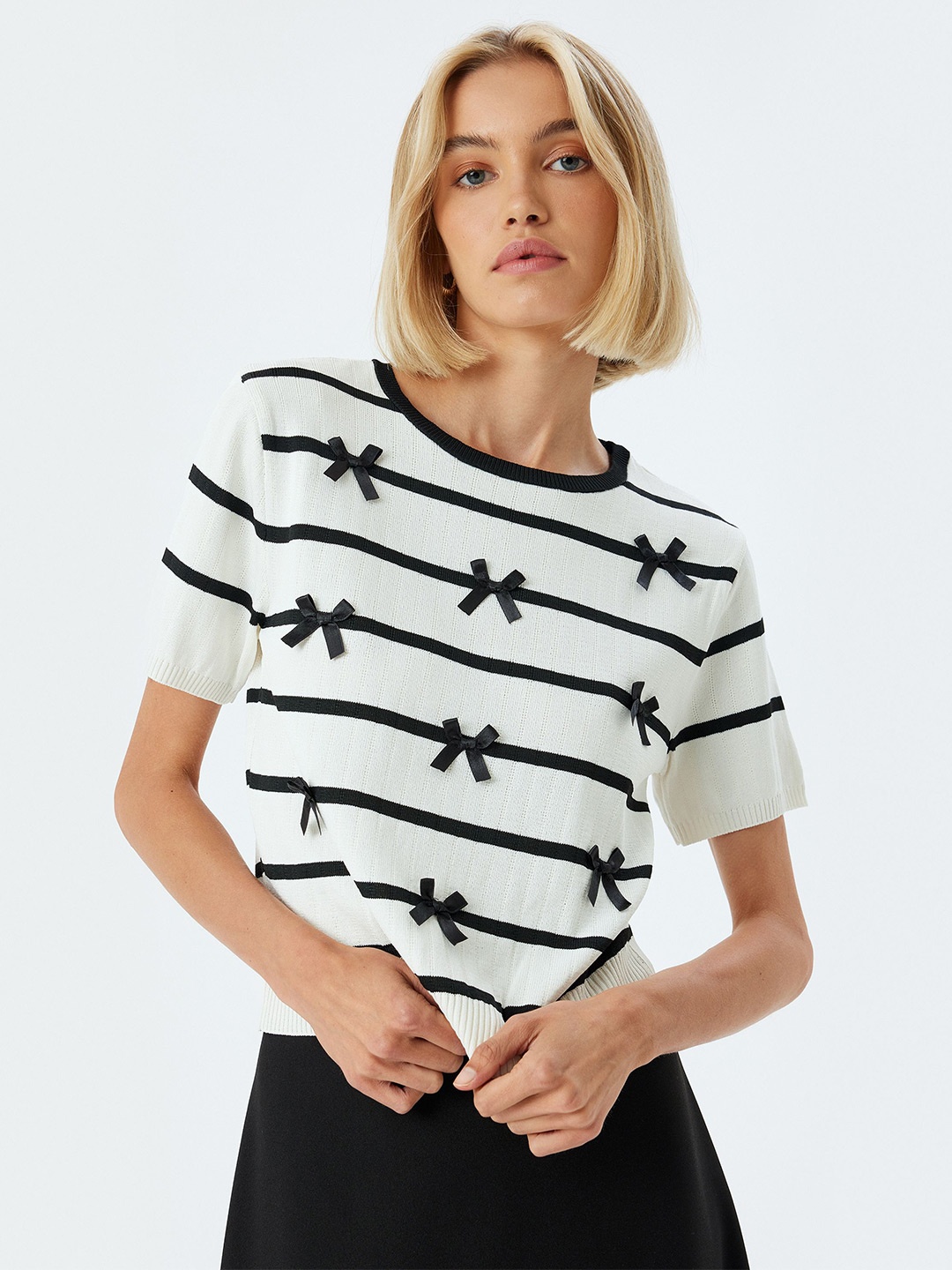 

Koton Women Striped Pullover, White